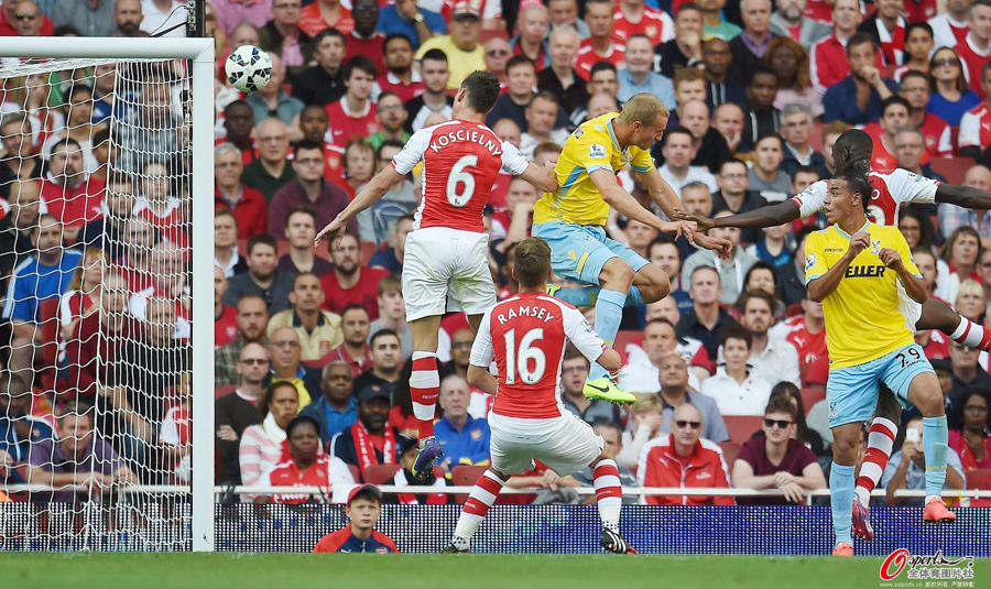  阿森纳防线失误遭水晶宫逼平